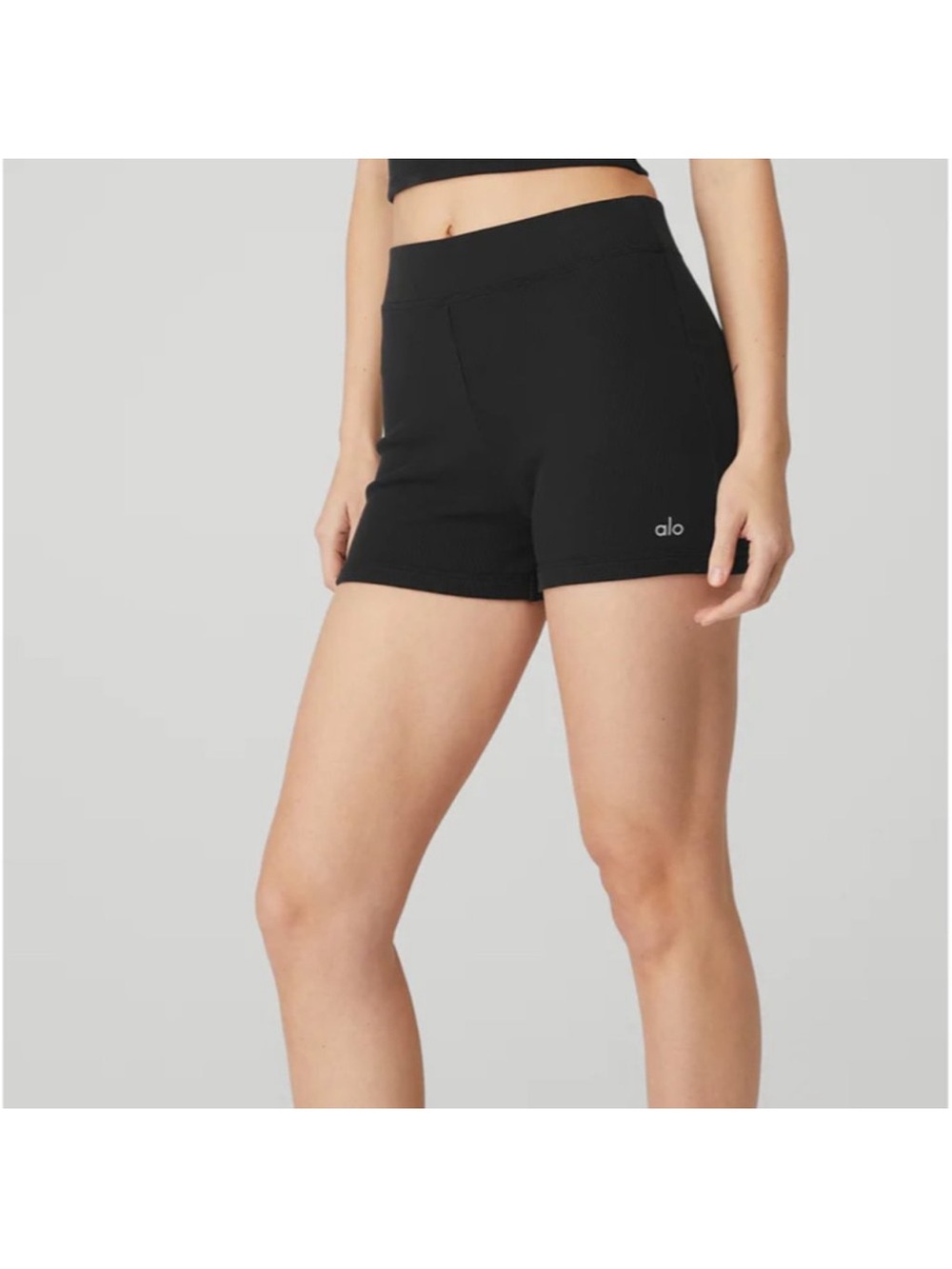 ALO Yoga goddess ribbed Black High-Rise Bike Shorts